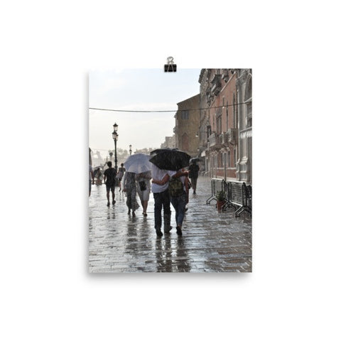 Italian Walk in the Rain Poster Photo