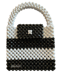 Handmade White and Black Beaded Bag