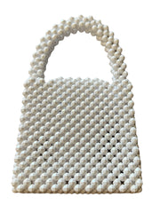 Handmade White Toggle Beaded Bag