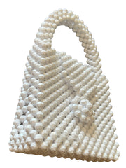 Handmade White Toggle Beaded Bag