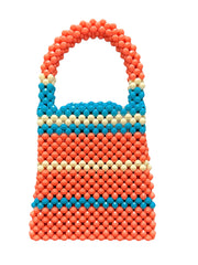 Handmade Coral, Teal and Ivory Beaded Bag