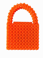 Handmade Transparent Bright Orange Beaded Bag