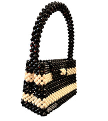 Handmade Black & Ivory Beaded Bag