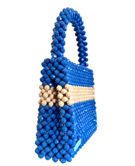 Handmade Blue and Beige Beaded Bag